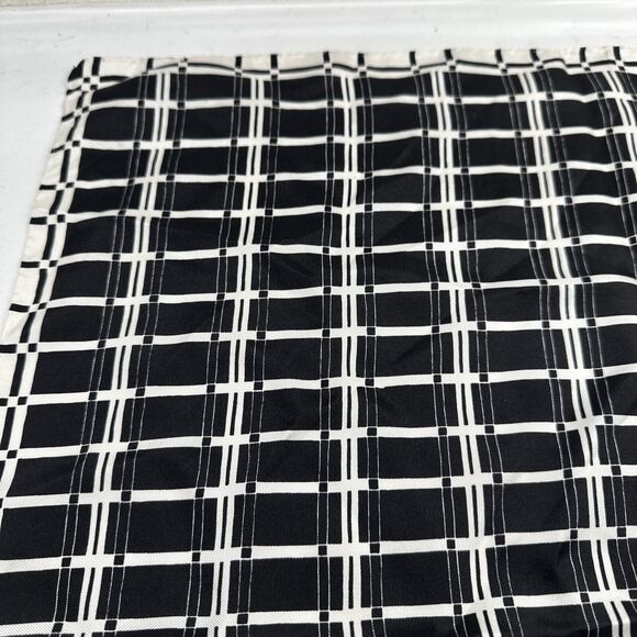 J Crew 100% Silk Scarf Black White Square 21x21 Neck Purse Tie - Picture 4 of 12